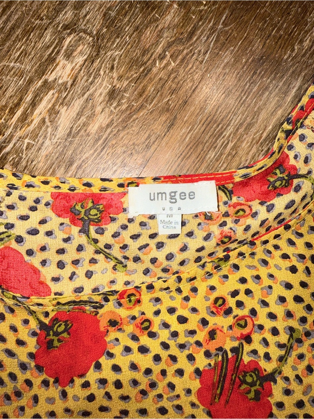 Umgee Yellow Floral Dot Print Blouse